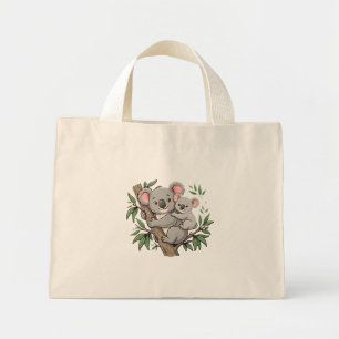 Kawaii koalas mother and baby mini tote bag