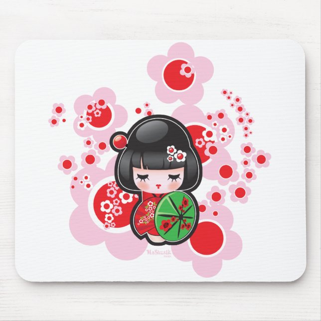 Kawaii Kokeshi Doll Mouse Mat (Front)