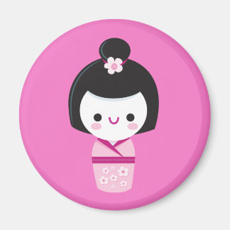 Kawaii Kokeshi - Pink Magnet