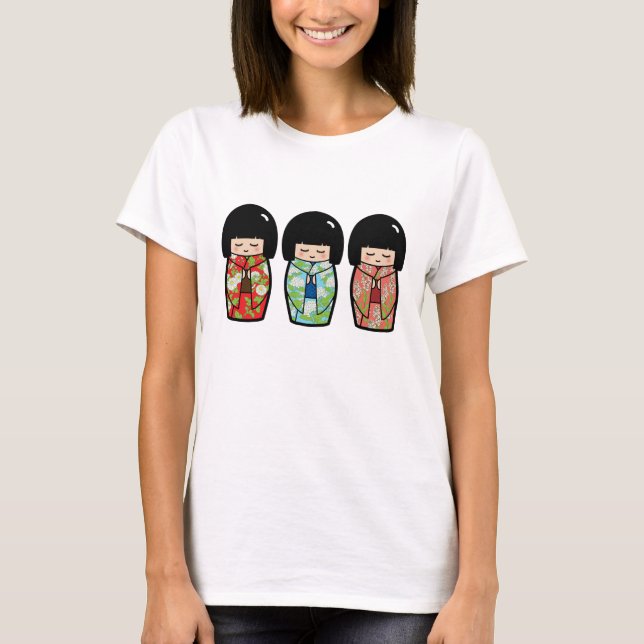 Kawaii Kokeshi Trio Japanese Doll Shirt (Front)