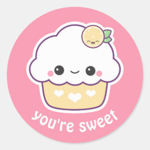 Kawaii Lemon Cupcake Classic Round Sticker