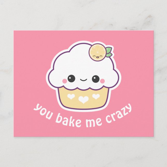 Kawaii Lemon Cupcake Postcard (Front)