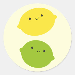 Kawaii Lemon & Lime Classic Round Sticker