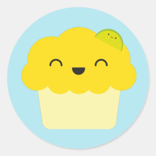 Kawaii Lemon & Lime Cupcake Classic Round Sticker