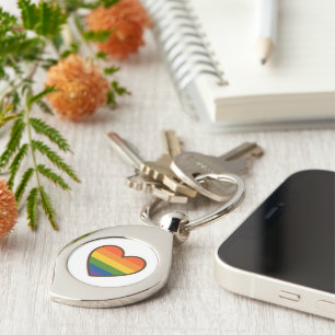 Kawaii LGBTQ+ Pride Heart Key Ring