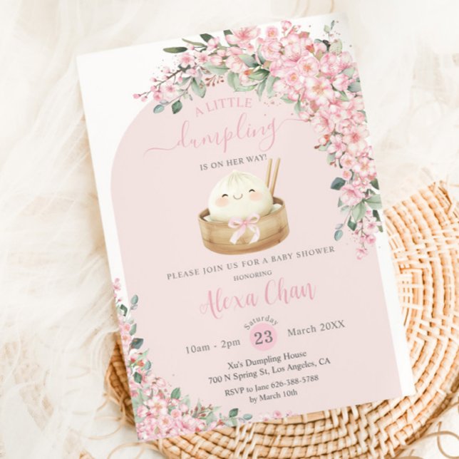Kawaii Little Dumpling Cherry Blossoms Baby Shower Invitation (Creator Uploaded)