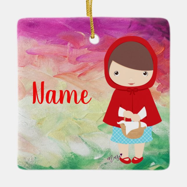 Kawaii Little Girl Red Ornament (Front)