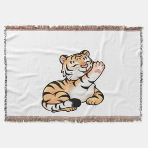 Kawaii Little Tiger Woven Blanket