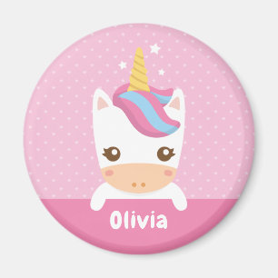 Kawaii Little Unicorn Girls Personalised Magnet
