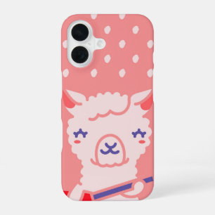Kawaii Llama Rockstar Cute Pink Guitar Animal iPhone 16 Case