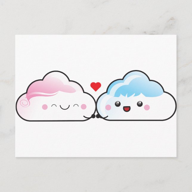 Kawaii Love Clouds Postcard (Front)