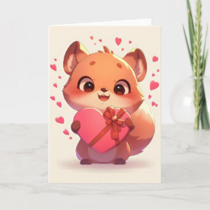 Kawaii Love Cute Anime Animal Holiday Card