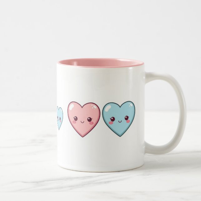 “Kawaii Love Hearts Mug – Cute Pastel Cup” (Right)