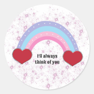 Kawaii love in the rainbow classic round sticker