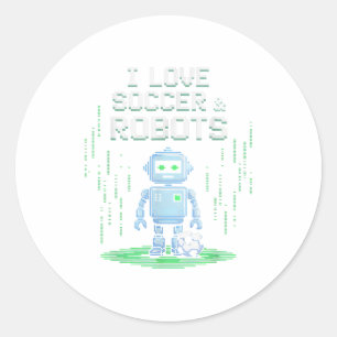 Kawaii Love Soccer &amp; Robots Just Boy Who Score Classic Round Sticker