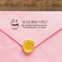 Kawaii Lucky Cat | Custom Name & Return Address
