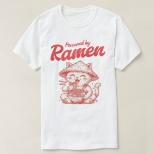 Kawaii Lucky Cat Eating Ramen Noodles Japanese T-Shirt