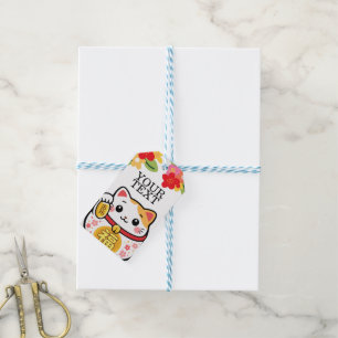 Kawaii lucky cat maneki gift tags