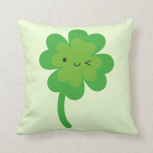 Kawaii Lucky Four Leaf Clover Reversible Cushion