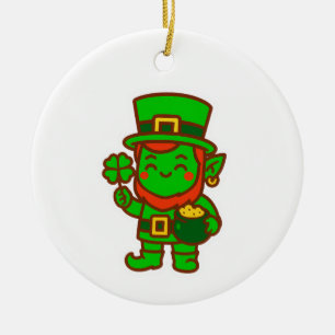 Kawaii Lucky Leprechaun Ceramic Tree Decoration
