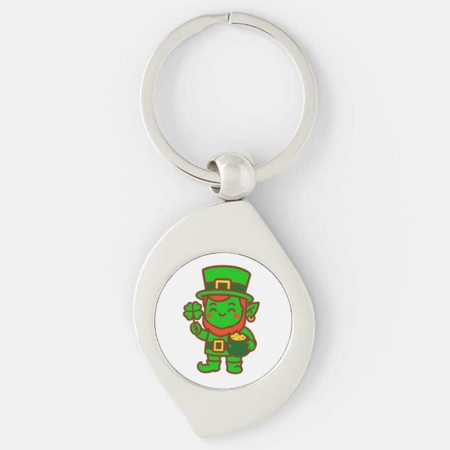 Kawaii Lucky Leprechaun Key Ring (Front)