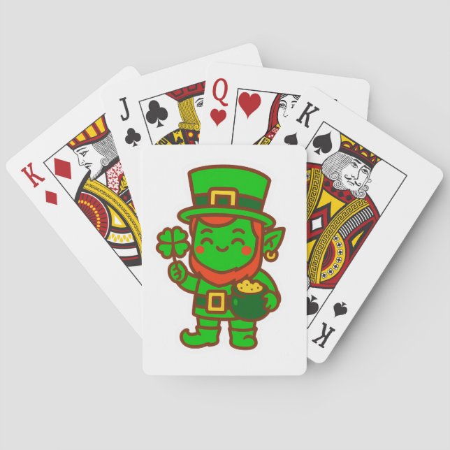 Kawaii Lucky Leprechaun Playing Cards (Back)