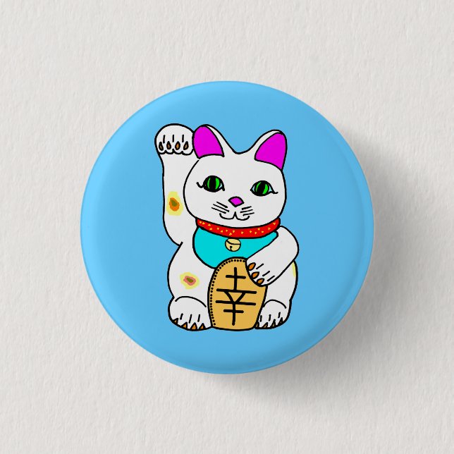 kawaii luckycat 3 cm round badge (Front)