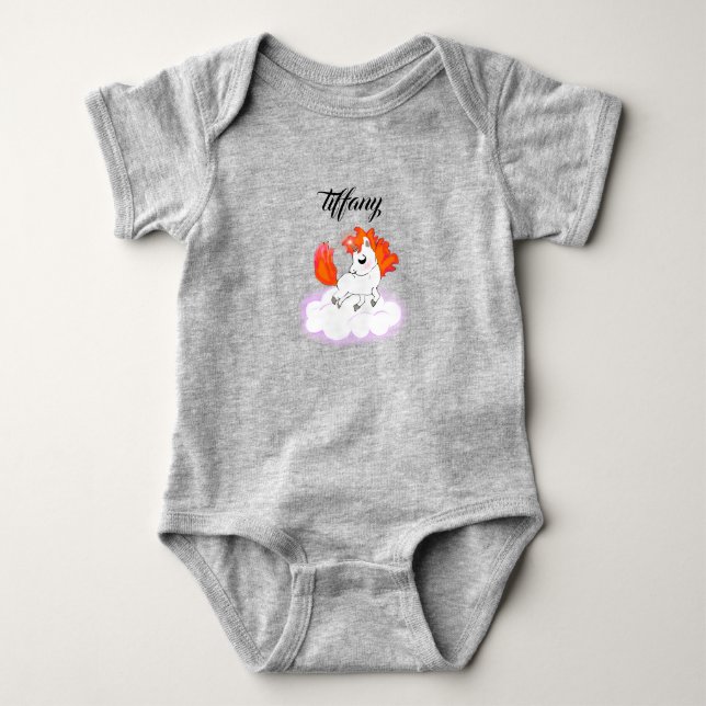 Kawaii Magical Fantasy Cartoon Design Baby Bodysuit (Front)