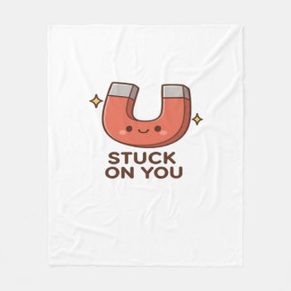 Kawaii Magnet Stuck On You Cute Playful Style Fleece Blanket