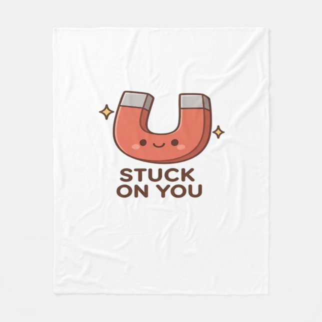 Kawaii Magnet Stuck On You Cute Playful Style  Fleece Blanket (Front)