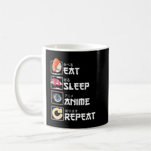 Kawaii Manga Sushi Eat Sleep Anime Repeat Cute Ani Coffee Mug