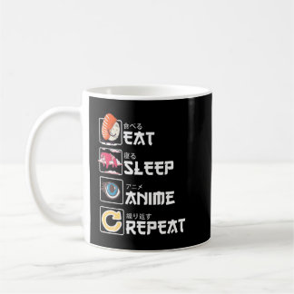 Kawaii Manga Sushi Eat Sleep Anime Repeat Cute Ani Coffee Mug