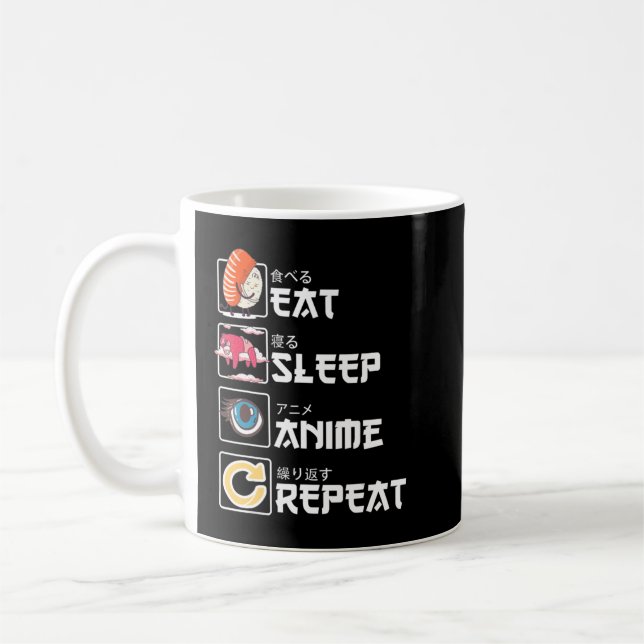 Kawaii Manga Sushi Eat Sleep Anime Repeat Cute Ani Coffee Mug (Left)