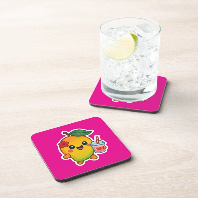 Kawaii Mango – Sweetheart Fruit with Heart Smoothi Coaster (Right Side)