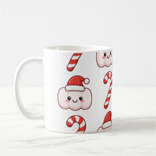 Kawaii Marshmallow Faces Pattern Coffee Mug