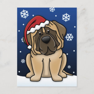 Kawaii Mastiff Christmas Holiday Postcard