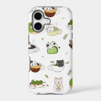 Kawaii Matcha Cat Seamless Pattern