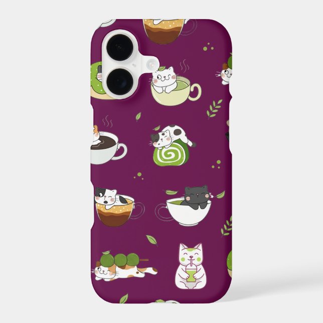 Kawaii Matcha Cat Seamless Pattern (Back)