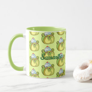 Kawaii Matcha Swiss Roll Bear  Cake Mug