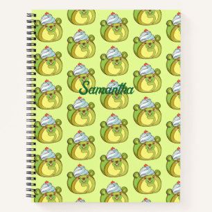 Kawaii Matcha Swiss Roll Bear Cake Notebook