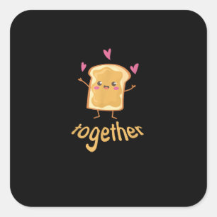 Kawaii Matching Couple Peanut Butter Jelly Better  Square Sticker