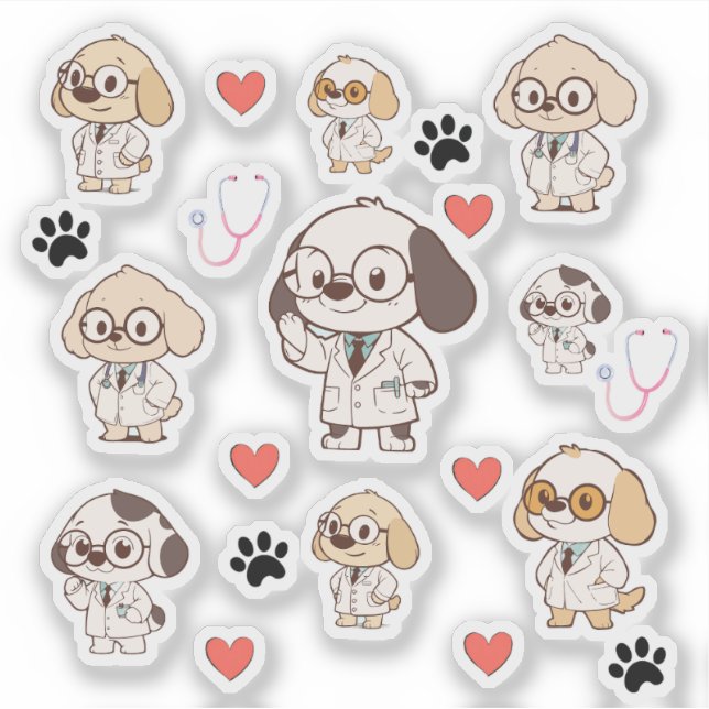 Kawaii Medical Dog Stickers (Front)