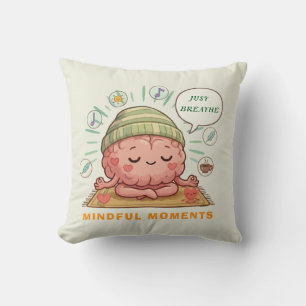 Kawaii Meditating Brain Zen Wellness Mental Healt Cushion