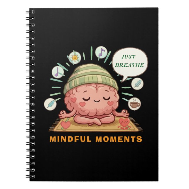  Kawaii Meditating Brain Zen Wellness Mental Healt Notebook (Front)