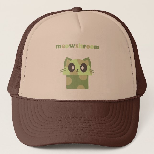 kawaii meowshroom kitty mushroom trucker hat (Front)