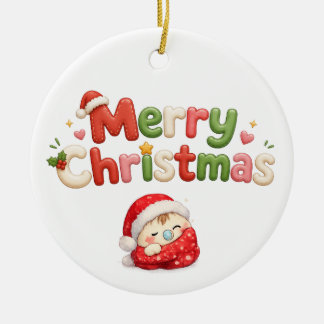 Kawaii Merry Christmas Ceramic Tree Decoration