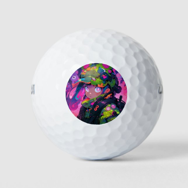 Kawaii Military Hunter Camouflage Heart Eyes Anime Golf Balls (Front)