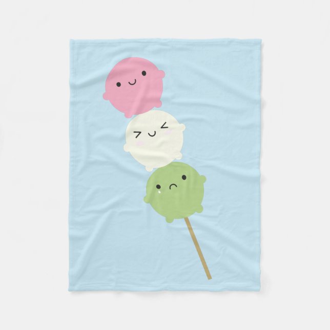 Kawaii Mochi Dango Fleece Blanket (Front)