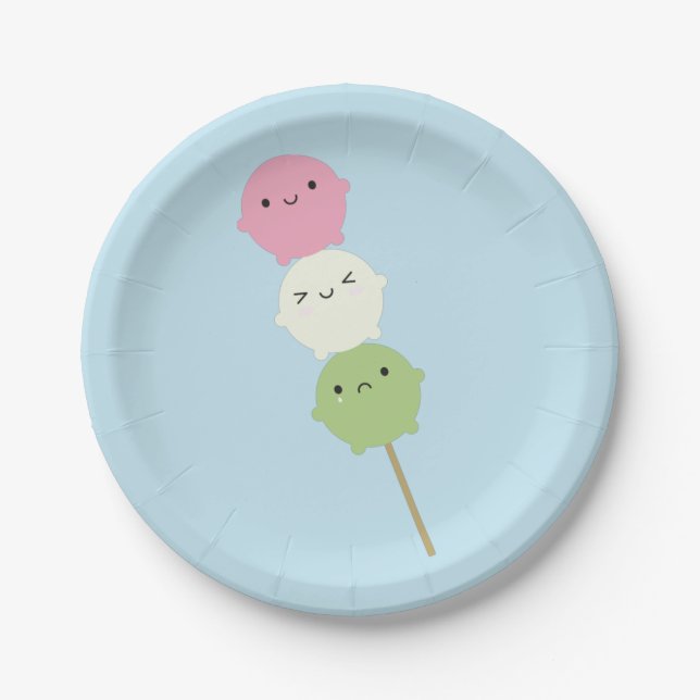 Kawaii Mochi Dango Paper Plate (Front)