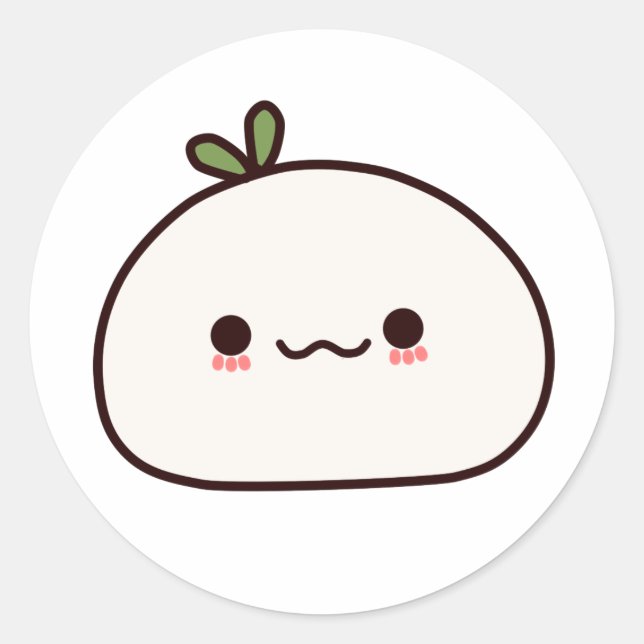 Kawaii Mochi Plant Classic Round Sticker (Front)